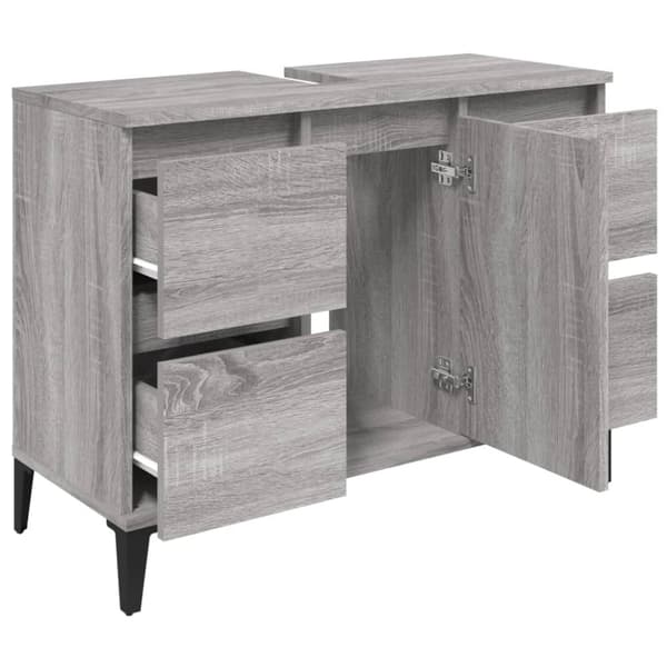 vidaXL Servantskap grå eik 80x33x60 cm konstruert tre