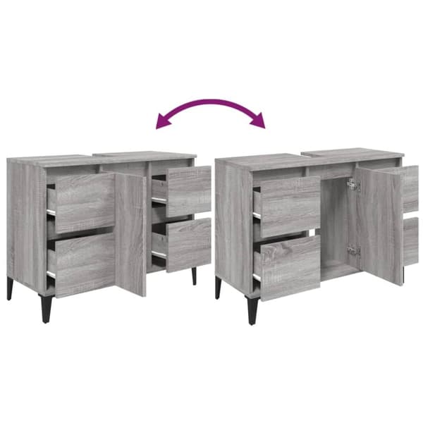 vidaXL Servantskap grå eik 80x33x60 cm konstruert tre
