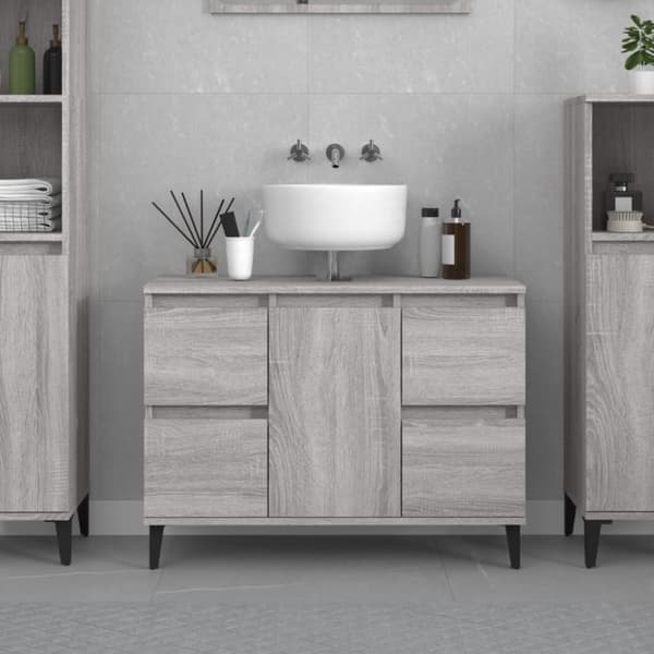 vidaXL skab til håndvask 80x33x60 cm konstrueret træ grå sonoma-eg