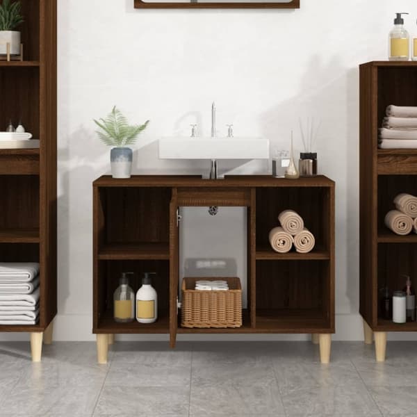 vidaXL Tvättställsskåp brun ek 80x33x60 cm konstruerat trä