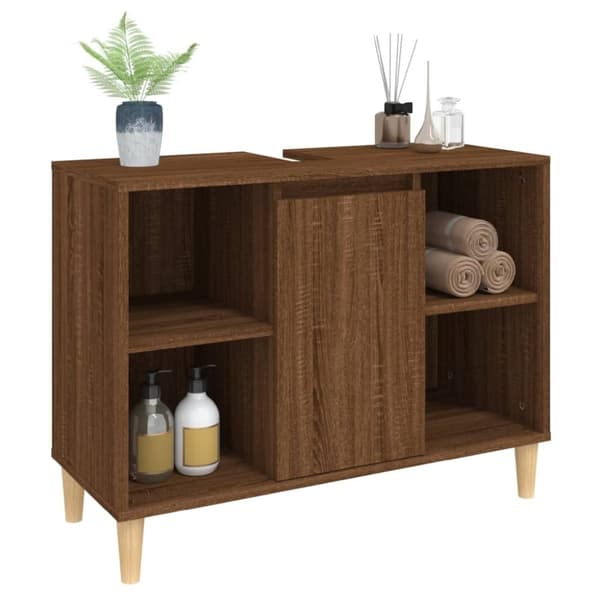 vidaXL Tvättställsskåp brun ek 80x33x60 cm konstruerat trä