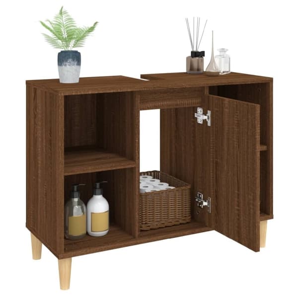 vidaXL Tvättställsskåp brun ek 80x33x60 cm konstruerat trä