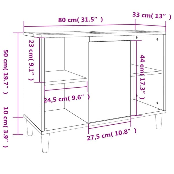 vidaXL Tvättställsskåp brun ek 80x33x60 cm konstruerat trä