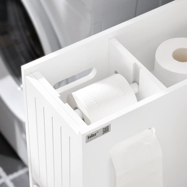 SoBuy Toiletpapirholder Toiletrulleholder Toilet opbevaring Stativ BZR111-W