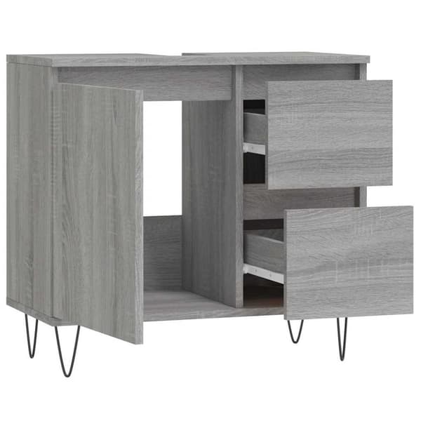 vidaXL badeværelsesskab 65x33x60 cm konstrueret træ grå sonoma-eg