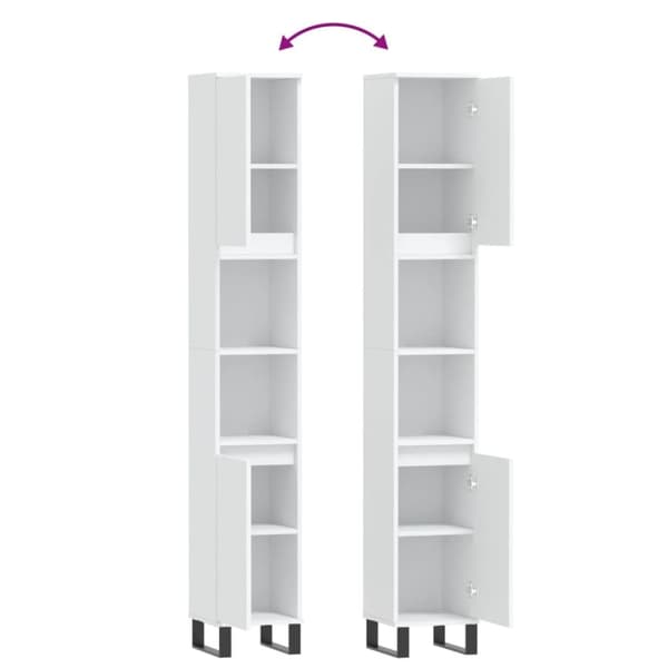 vidaXL badeværelsesskab 30x30x190 cm konstrueret træ hvid