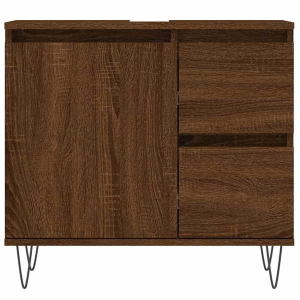 vidaXL badeværelsesskab 65x33x60 cm konstrueret træ brun egetræsfarve