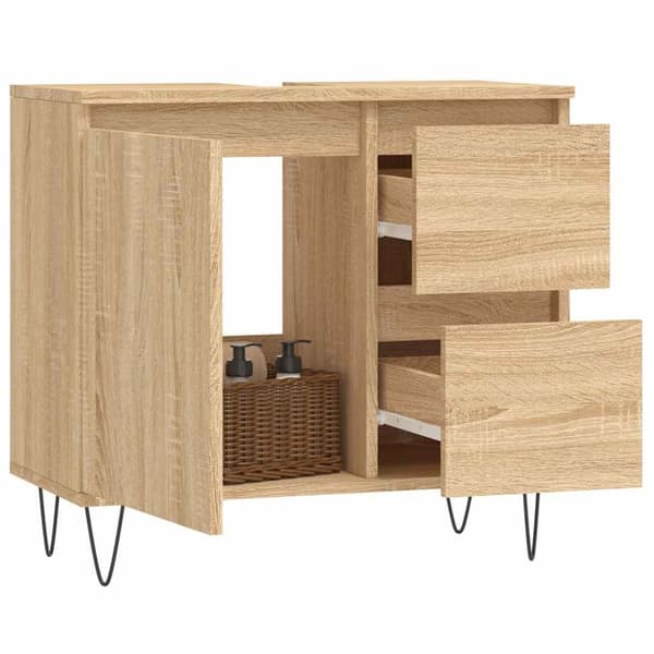 vidaXL badeværelsesskab 65x33x60 cm konstrueret træ sonoma-eg