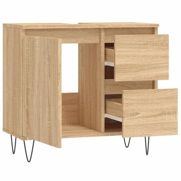 vidaXL badeværelsesskab 65x33x60 cm konstrueret træ sonoma-eg