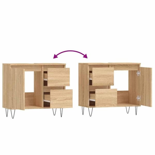 vidaXL badeværelsesskab 65x33x60 cm konstrueret træ sonoma-eg