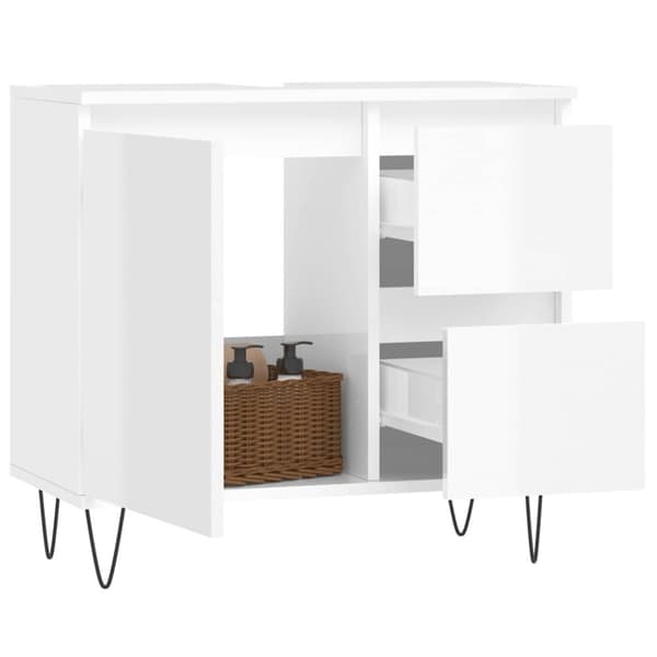 vidaXL badeværelsesskab 65x33x60 cm konstrueret træ hvid højglans