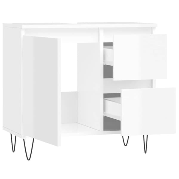 vidaXL badeværelsesskab 65x33x60 cm konstrueret træ hvid højglans