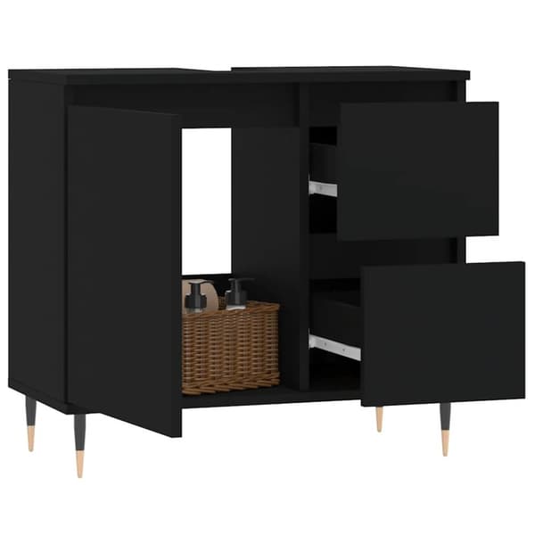 vidaXL badeværelsesskab 65x33x60 cm konstrueret træ sort