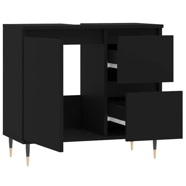 vidaXL badeværelsesskab 65x33x60 cm konstrueret træ sort