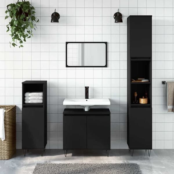 vidaXL badeværelsesskab 58x33x60 cm konstrueret træ sort