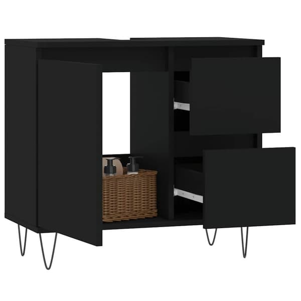 vidaXL badeværelsesskab 65x33x60 cm konstrueret træ sort