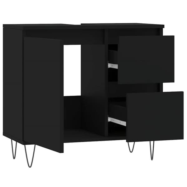 vidaXL badeværelsesskab 65x33x60 cm konstrueret træ sort