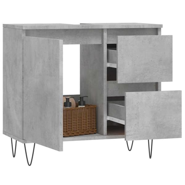 vidaXL badeværelsesskab 65x33x60 cm konstrueret træ betongrå