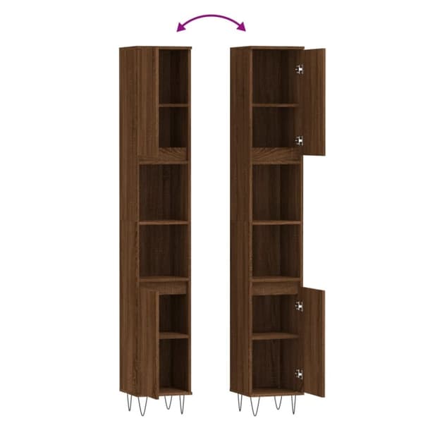 vidaXL Baderomsskap brun eik 30x30x190 cm konstruert tre
