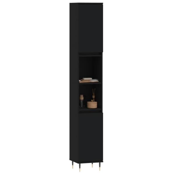 vidaXL Baderomsskap svart 30x30x190 cm konstruert tre
