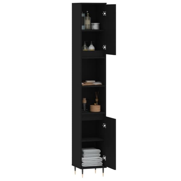 vidaXL Baderomsskap svart 30x30x190 cm konstruert tre