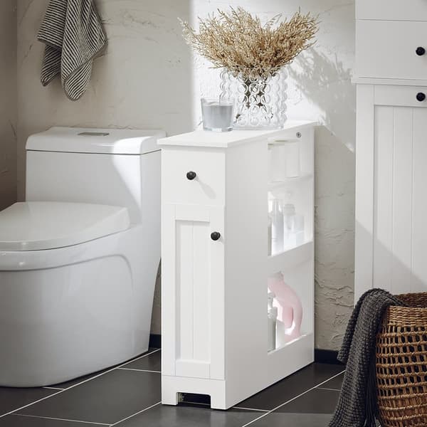SoBuy Toiletpapirholder Toilet opbevaring Stativ Badeværelsesskab BZR106-W