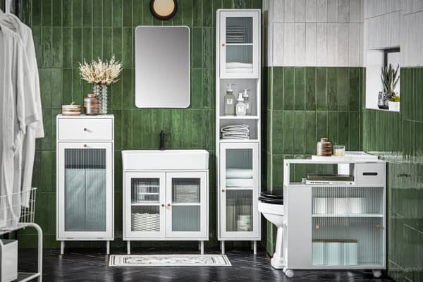 SoBuy Pyykkikaappi Kylpyhuone kaappi Korkea kaappi BZR118-W