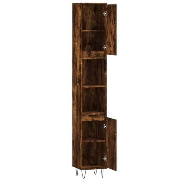 vidaXL badeværelsesskab 30x30x190 cm konstrueret træ røget egetræ