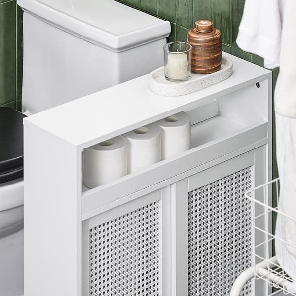 SoBuy WC paperiteline kylpyhuone kaappi Hyllykokonaisuus pyörien kanssa BZR119-W