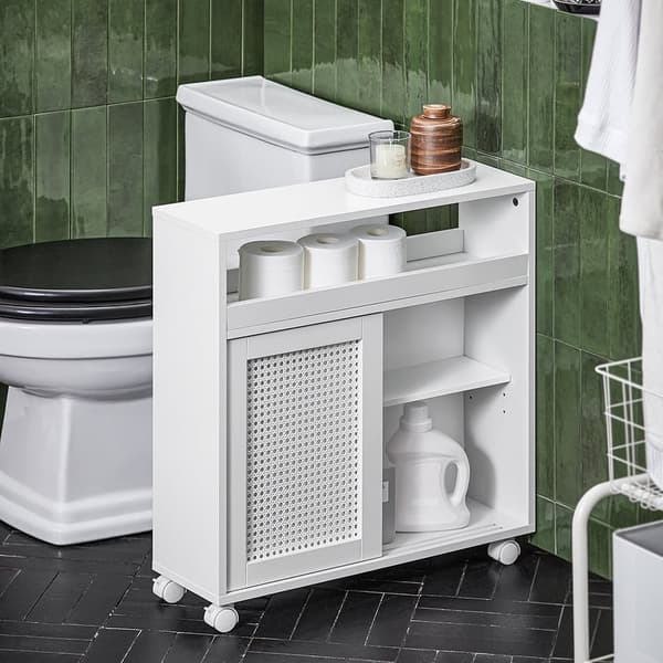 SoBuy WC paperiteline kylpyhuone kaappi Hyllykokonaisuus pyörien kanssa BZR119-W