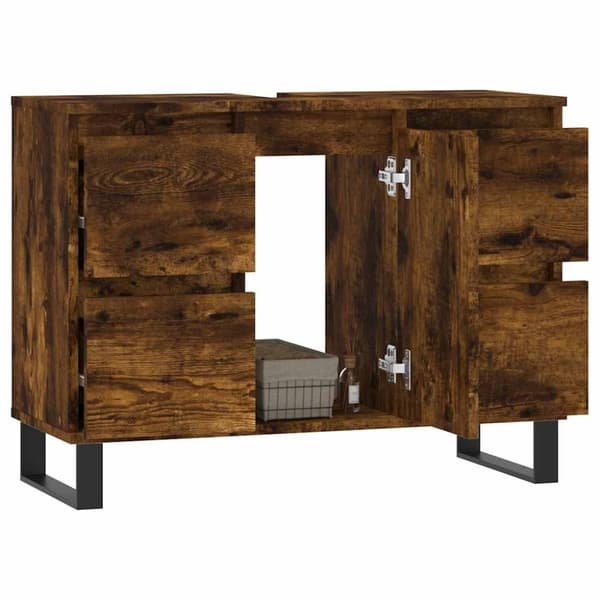 vidaXL Baderomsskap røkt eik 80x33x60 cm konstruert tre