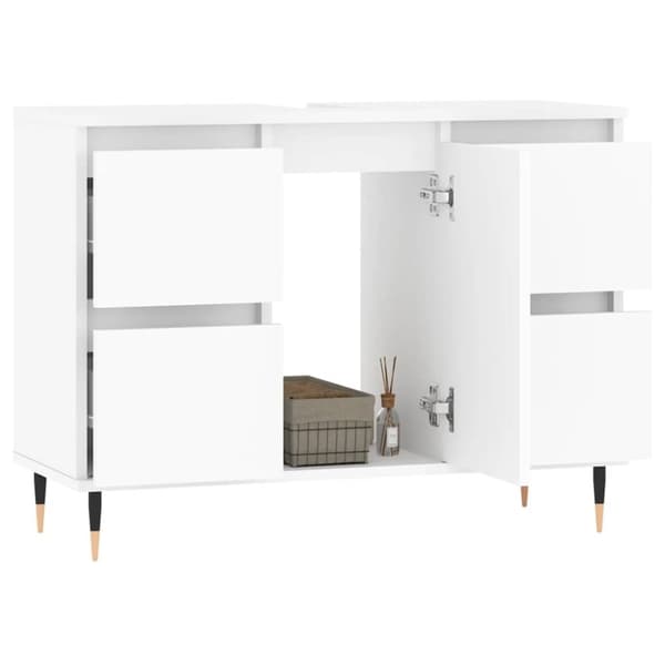 vidaXL badeværelsesskab 80x33x60 cm konstrueret træ hvid