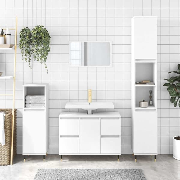vidaXL badeværelsesskab 80x33x60 cm konstrueret træ hvid