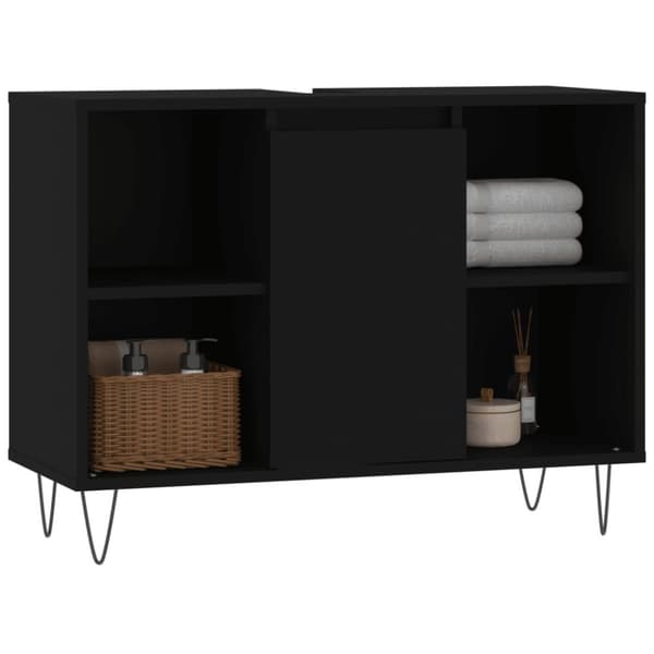 vidaXL Badrumsskåp svart 80x33x60 cm konstruerat trä