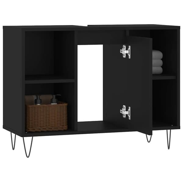 vidaXL Badrumsskåp svart 80x33x60 cm konstruerat trä
