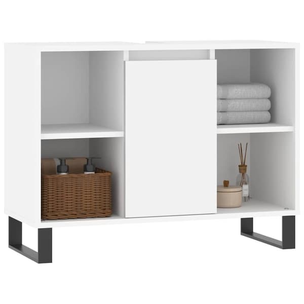 vidaXL badeværelsesskab 80x33x60 cm konstrueret træ hvid