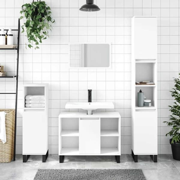 vidaXL badeværelsesskab 80x33x60 cm konstrueret træ hvid
