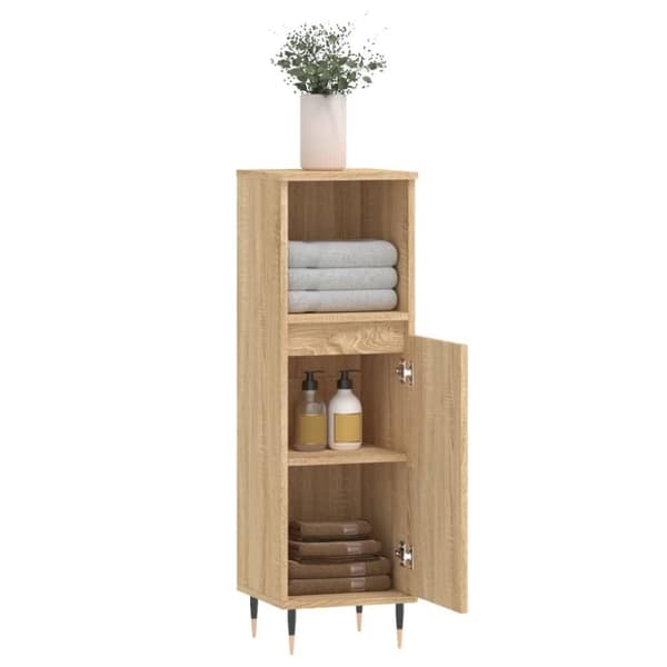 vidaXL Badrumsskåp sonoma-ek 30x30x100cm konstruerat trä