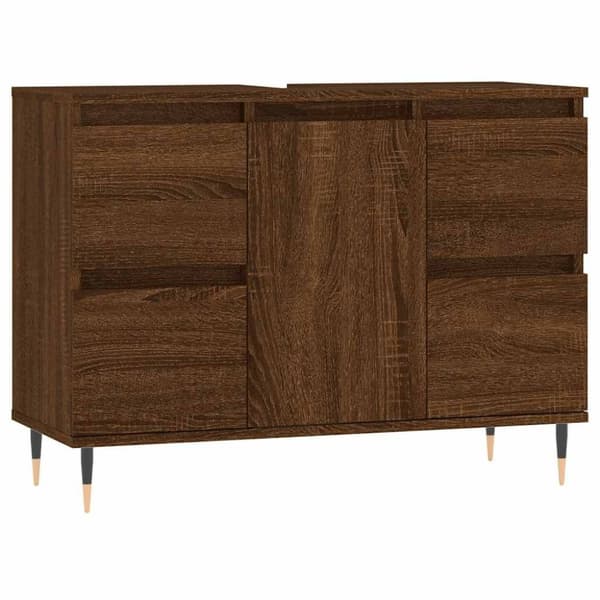 vidaXL badeværelsesskab 80x33x60 cm konstrueret træ brun egetræsfarve
