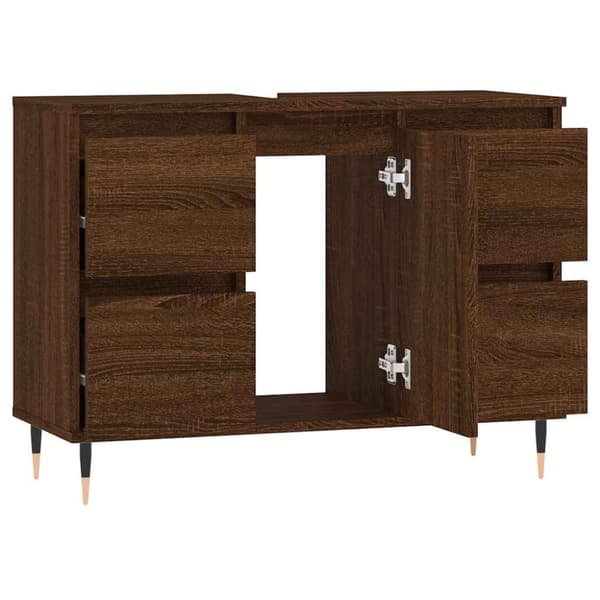 vidaXL badeværelsesskab 80x33x60 cm konstrueret træ brun egetræsfarve