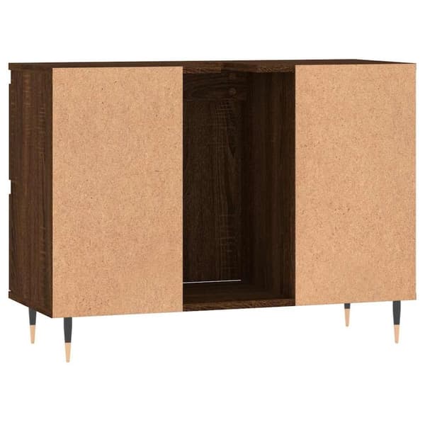 vidaXL badeværelsesskab 80x33x60 cm konstrueret træ brun egetræsfarve