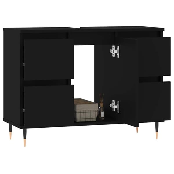 vidaXL badeværelsesskab 80x33x60 cm konstrueret træ sort