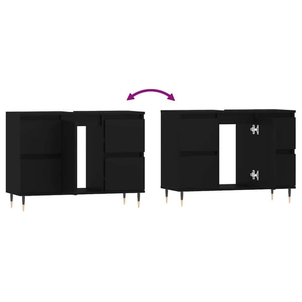 vidaXL badeværelsesskab 80x33x60 cm konstrueret træ sort