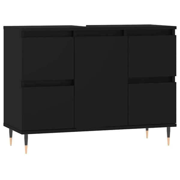 vidaXL badeværelsesskab 80x33x60 cm konstrueret træ sort