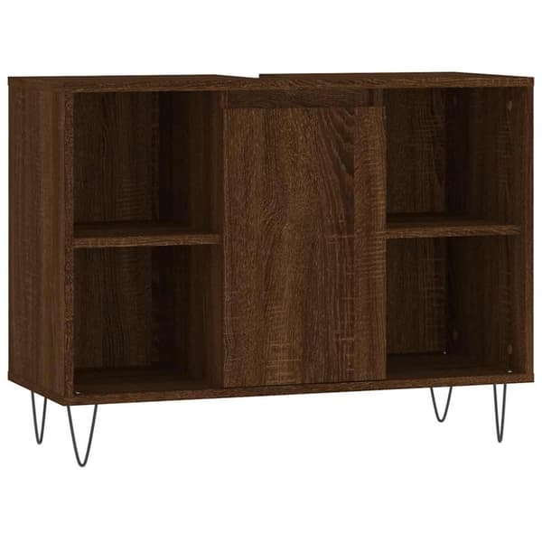 vidaXL badeværelsesskab 80x33x60 cm konstrueret træ brun egetræsfarve