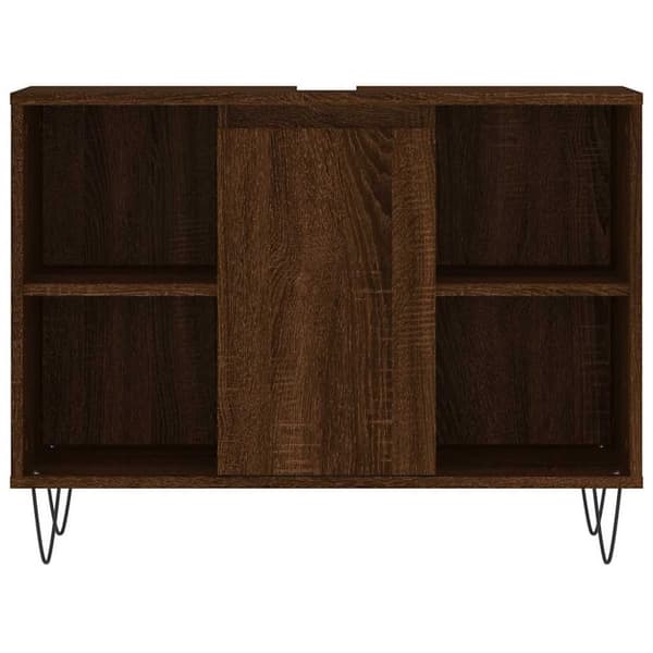 vidaXL badeværelsesskab 80x33x60 cm konstrueret træ brun egetræsfarve