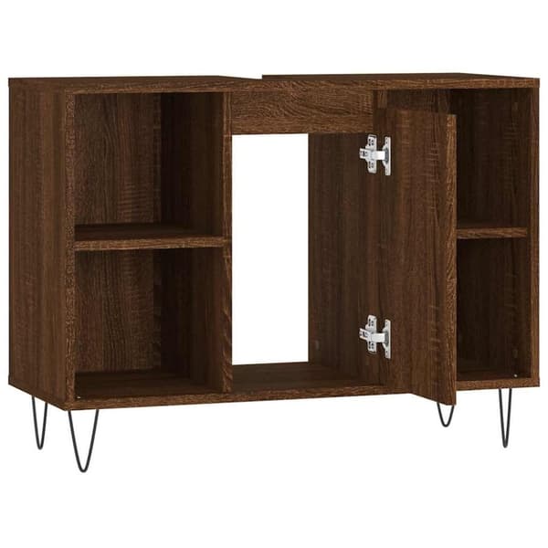 vidaXL badeværelsesskab 80x33x60 cm konstrueret træ brun egetræsfarve