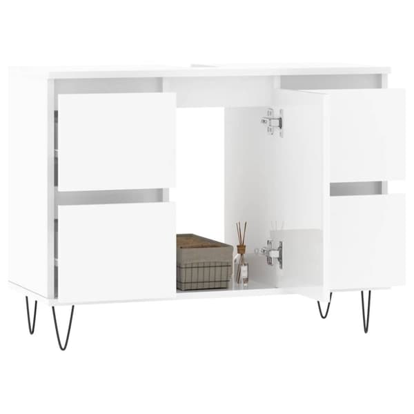 vidaXL Badrumsskåp vit högglans 80x33x60 cm konstruerat trä
