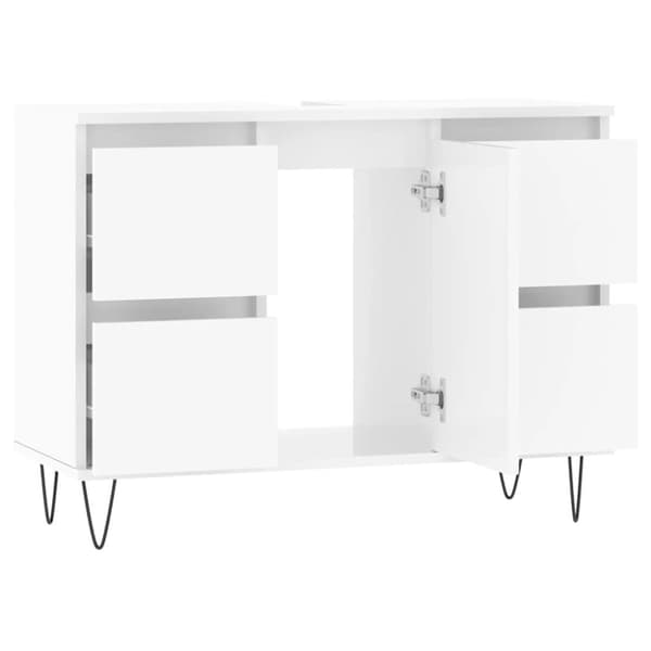 vidaXL Badrumsskåp vit högglans 80x33x60 cm konstruerat trä