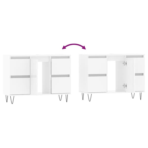vidaXL Badrumsskåp vit högglans 80x33x60 cm konstruerat trä
